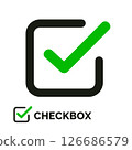 Tick icon Green square checkmark or checked symbol 126686579