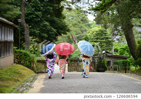雨天打傘行走的女人 雨天打傘行走的女人 126686594