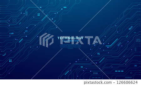 Circuit board on technology blue background. Abstract digital tech bg Circuit board on technology blue background. Abstract digital tech bg 126686624