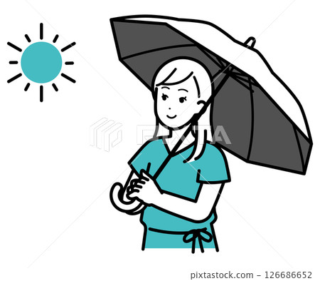 拿著陽傘的女人的插圖 拿著陽傘的女人的插圖 126686652
