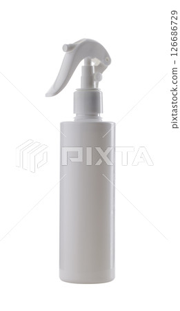 White plastic spray bottle isolated on a white background White plastic spray bottle isolated on a white background 126686729