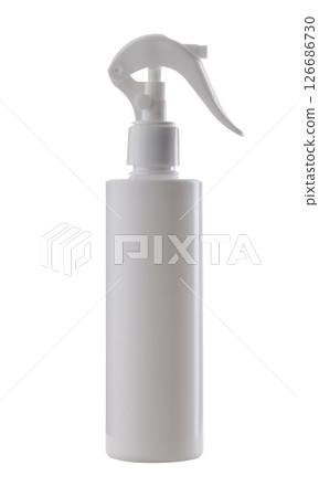 White plastic spray bottle isolated on a white background White plastic spray bottle isolated on a white background 126686730