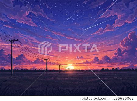 Shooting star at sunset 126686862