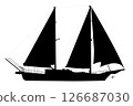 Sailing ship detailed vector silhouette 126687030