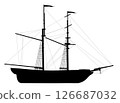 Sailing ship detailed vector silhouette 126687032
