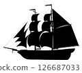Sailing ship detailed vector silhouette 126687033