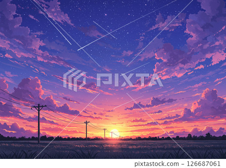 Shooting star at sunset 126687061