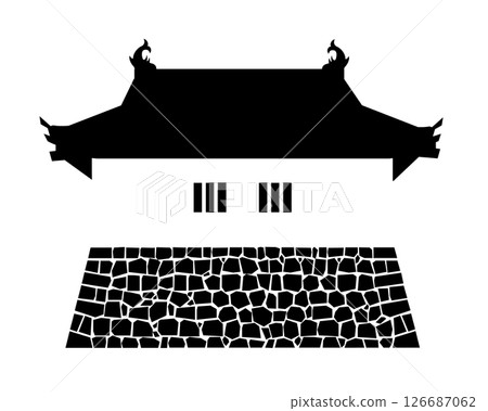 日本城堡塔樓的黑白插圖 日本城堡塔樓的黑白插圖 126687062