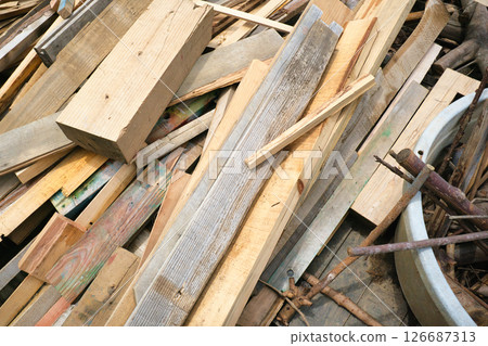 Stacks of various DIY wood 126687313