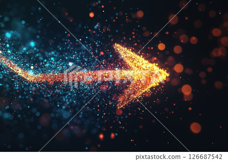 Luminous Digital Arrow of Innovation on Dark Background, Conceptual Technology Direction Symbol 126687542