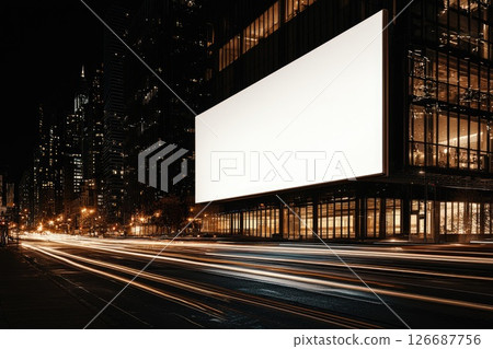 Large Glowing Billboard at Night in Urban Setting 126687756