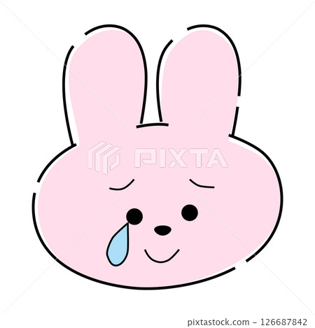 Pink rabbit crying with joy illustration 13 126687842