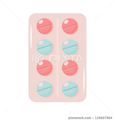 Pills in blister pack on white background. Capsules with Medicine. Pills in blister pack on white background. Capsules with Medicine. 126687864