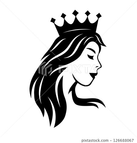 silhouette logo of queen's face with crown	 126688067