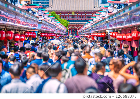 Tokyo cityscape in Japan looks like a foreign country... Sensoji Temple crowded with foreign tourists... = 28th Tokyo cityscape in Japan looks like a foreign country... Sensoji Temple crowded with foreign tourists... = 28th 126688375