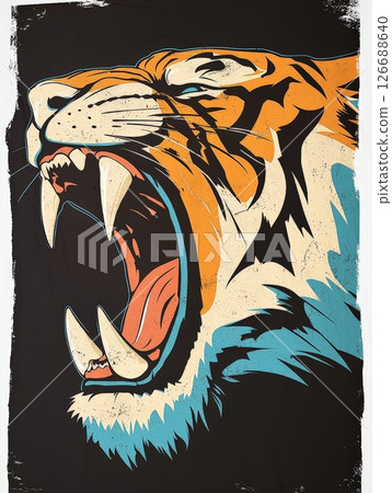 Roaring tiger graphic illustration 126688640