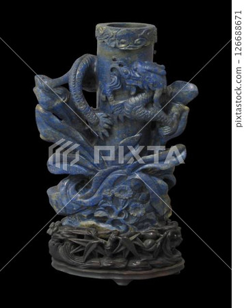 18th Century Chinese Lapis Lazuli Dragon Vase - Antique Elegance 126688671