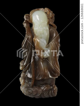 19th Century Chinese Jade Shoulao - God of Longevity Sculpture 126688681