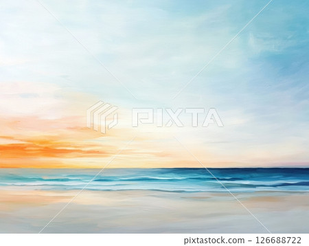 Serene sunset seascape  peaceful ocean beach painting 126688722