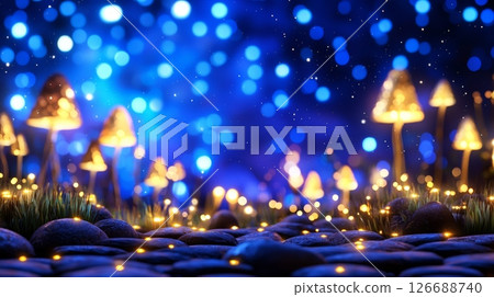 Stunning blue background with rocks and ambient lights for creative projects and designs 126688740