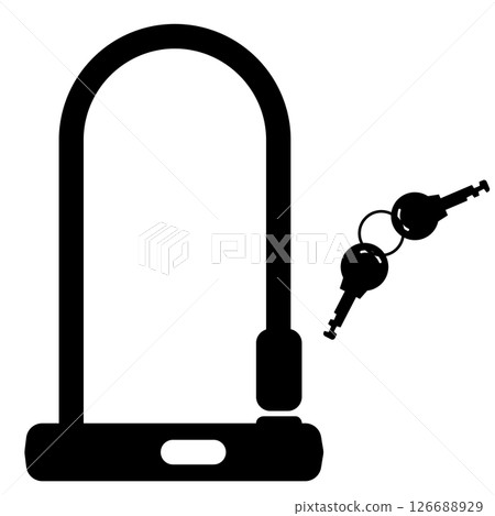 Bike lock icon. U lock bike sign. Bicycle security lock symbol. flat style. Bike lock icon. U lock bike sign. Bicycle security lock symbol. flat style. 126688929