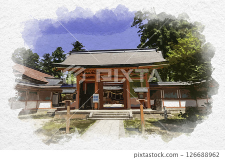 水彩畫風格的出石神社，兵庫縣豐岡市新門 126688962