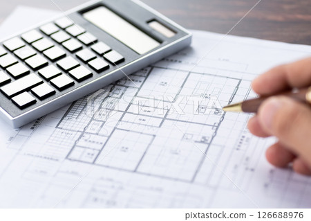 House drawing and calculator House drawing and calculator 126688976