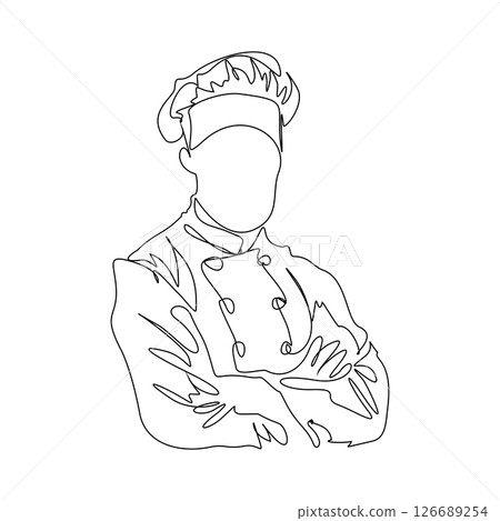 Chef cook line art vector illustration isolated on white background 126689254