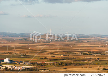 Landscape with Windmills in Consuegra, Toledo 126689624
