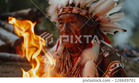 Intimate interviews and ancient storytelling with tribal elders reveal profound wisdom and cultural heritage. 126689701