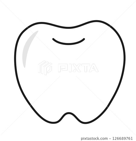 簡單的牙齒黑白線圖示插圖 簡單的牙齒黑白線圖示插圖 126689761