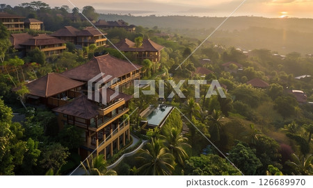 A luxurious resort amidst tropical gardens offers spa treatments, gourmet dining, and breathtaking views. 126689970