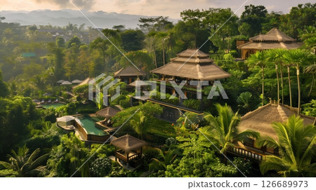 A luxurious resort amid lush gardens, offering spa treatments, gourmet dining, and panoramic ocean views. 126689973