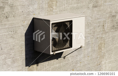 Vintage Outdoor Air Conditioner Unit. 3D Rendering. Vintage Outdoor Air Conditioner Unit. 3D Rendering. 126690101