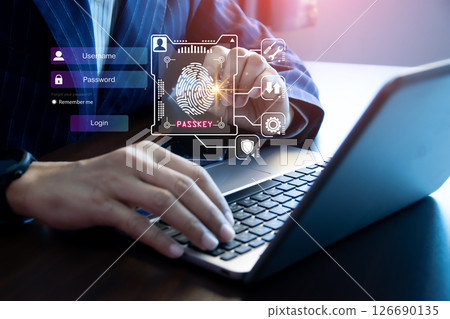 concept of using Passkey instead of a code set for maximum security Biometric Lock 126690135