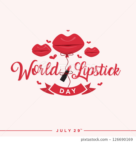 World Lipstick Day lettering emblem design suitable for web banner World Lipstick Day lettering emblem design suitable for web banner 126690169