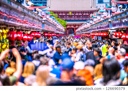 Tokyo cityscape in Japan looks like a foreign country... Sensoji Temple crowded with foreign tourists... = 28th 126690379