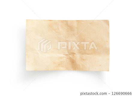 Old paper sheet background. Grunge vintage paper texture isolated on white background with clipping path. Close up image. Old paper sheet background. Grunge vintage paper texture isolated on white background with clipping path. Close up image. 126690666