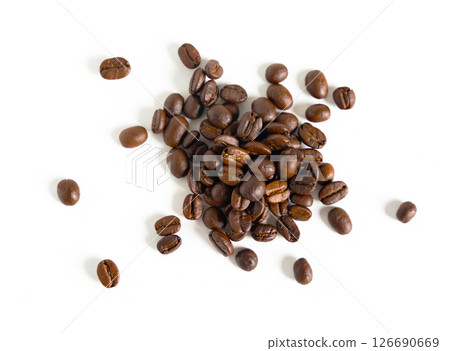 Coffee beans. Isolated on white background. Close up image. 126690669