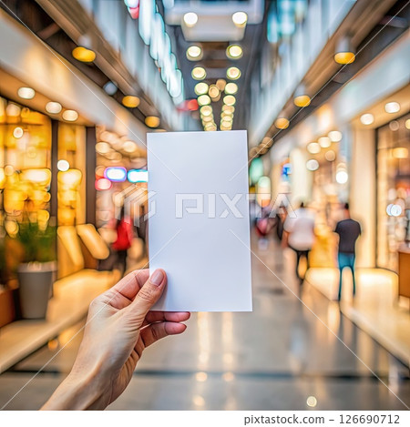 Hand Holding Paper in Mall. Generative AI 126690712