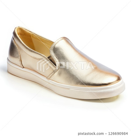 Gold Slip On Shoe With White Sole. Generative AI 126690984