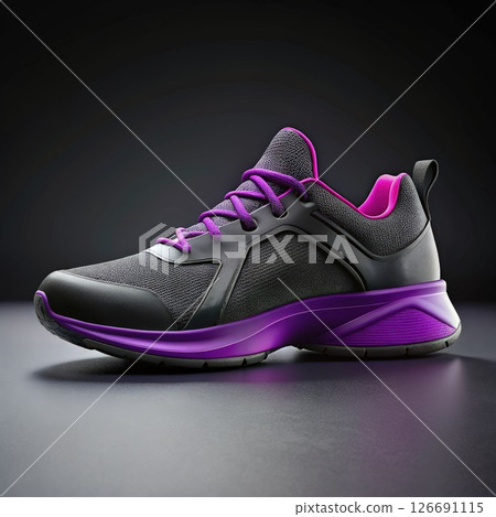 Black and Purple Shoe With Purple Laces. Generative AI 126691115