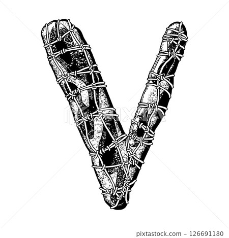 Wrapped in wire letter. Grungy vector font. Art lettering. Wrapped in wire letter. Grungy vector font. Art lettering. 126691180