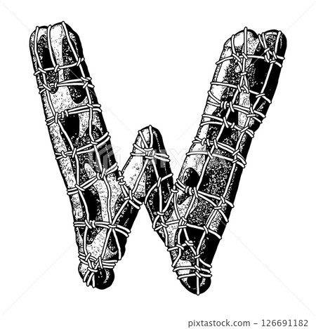 Wrapped in wire letter. Grungy vector font. Art lettering. Wrapped in wire letter. Grungy vector font. Art lettering. 126691182