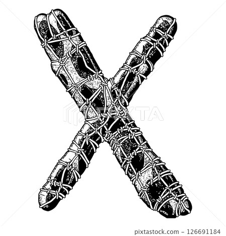 Wrapped in wire letter. Grungy vector font. Art lettering. Wrapped in wire letter. Grungy vector font. Art lettering. 126691184