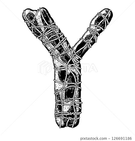 Wrapped in wire letter. Grungy vector font. Art lettering. Wrapped in wire letter. Grungy vector font. Art lettering. 126691186