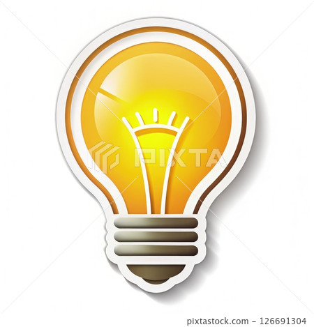 Light Bulb Sticker on White Background. Generative AI 126691304