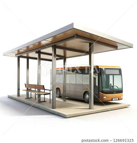 Bus Stop With Parked Bus. Generative AI 126691325