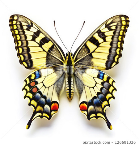 Yellow and Black Butterfly on White Background. Generative AI Yellow and Black Butterfly on White Background. Generative AI 126691326