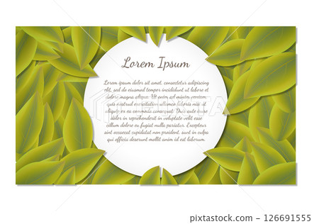 Circular Green Leaf Frame with Text Area.  126691555